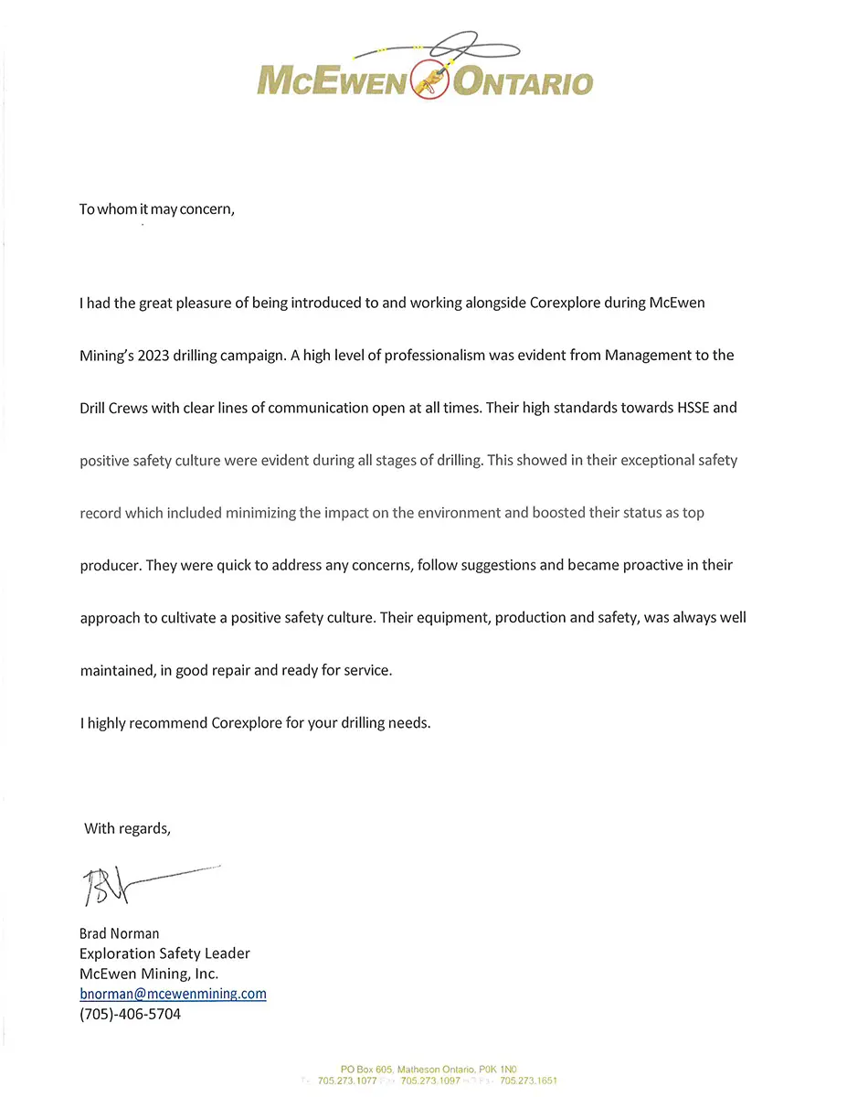 Mcewin Ontario letter of recommendation